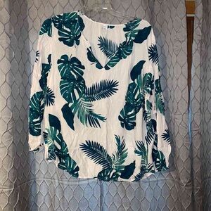 Tropical Leaf Print Women's Top